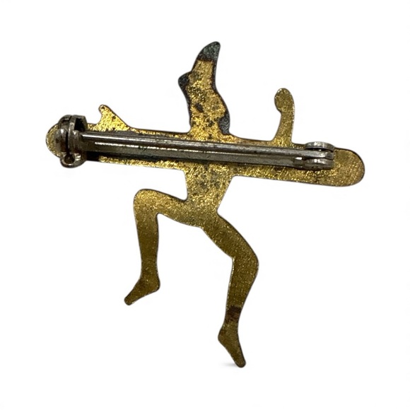 Vintage Brass Dancing Figure Brooch – Art Deco Style. Brownies/girl guides  PIN. - Picture 2 of 3